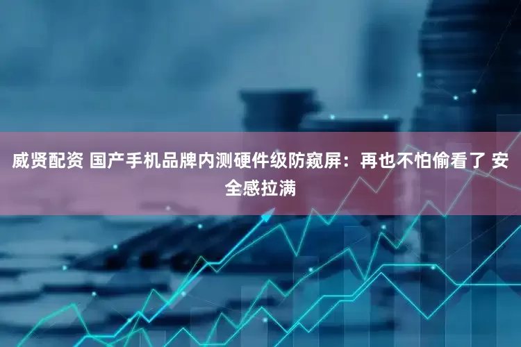 威贤配资 国产手机品牌内测硬件级防窥屏：再也不怕偷看了 安全感拉满